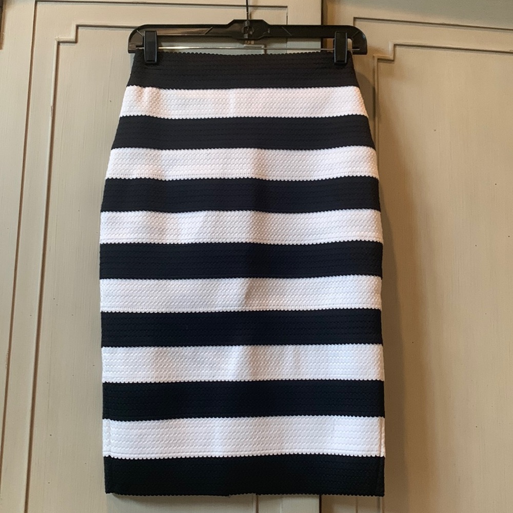 Express Black and White Stripe Bandage Skirt XS EUC